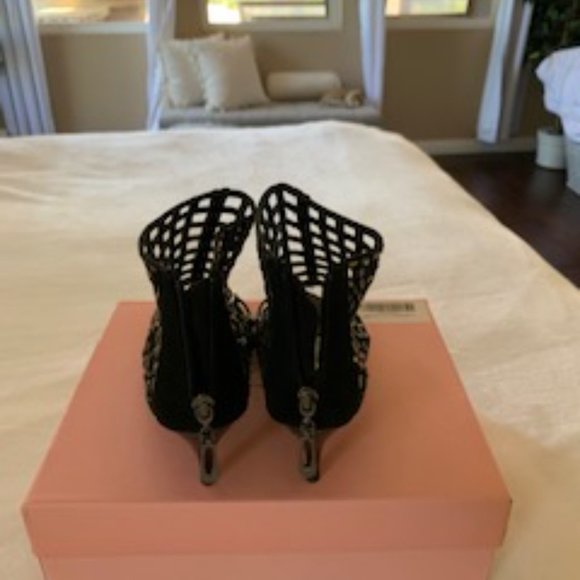 Black Bling Stiletto Style Open Cut Booties - Picture 3 of 4